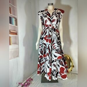 Elegant Floral Maxi Dress - Red and Black